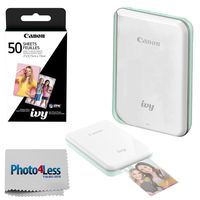 Canon Ivy Mini Mobile Photo Printer (Mint Green) - Zink Zero Ink Printing Technology - Wireless/Bluetooth + Canon 2 x 3 Zink Photo Paper Pack (50 Sheets) + Photo4Less Cleaning Cloth - Deluxe Bundle
