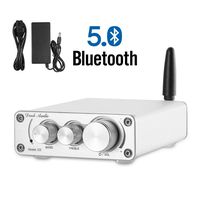 Nobsound G3 2 Channel Bluetooth 5.0 Power Amplifier 100W Class D Hi-Fi Stereo Audio Mini Amp Wireless Receiver Home Theater Treble Bass Control (Silver)