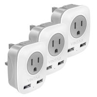 [3-Pack] UK Ireland Travel Plug Adapter, VINTAR International Power Adaptor with 2 USB, 4 in 1 Outlet Adaptor for USA to British England Scotland Irish London Hong Kong (Type G)