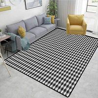 Black and Grey Paisley Area Rug Non Slip, Grid of Pinwheel Style Shapes and Circles Abstract Geometric Pattern, Durable Rugs - Living, Dinning, Office, Rooms & Bedrrom, Hallway Carpet(2.5'x 9')