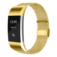 AK Replacement Bands Compatible with Fitbit Charge 2 Bands, Stainless Steel Bands Adjustable Accessory Wristband for Charge 2 Bands (No Tracker) (Large, 07 Gold)