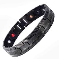 Negative Ion Magnetic Bracelet Men's Stainless Steel Bracelet Adjustable Black