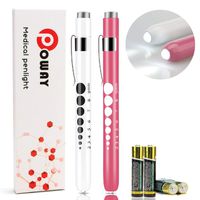 Opoway Pen Light with Pupil Gauge LED Penlight Medical for Doctor Nurse Diagnostic Batteries Free 2ct. Pink and White