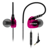 KINVOCA Wired Sweatproof Earhook in Ear Sport Workout Headphones - Noise Isolating Over Ear Earbuds with Mic Remote for Running Jogging Gym Exercise Earphones,Cell Phone Ear Buds Headset Wine Red