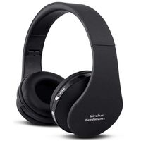 Wireless Foldable Headphones, Bluetooth Over-Ear Stereo Earbuds Wired Headsets with Built-in Microphone with 3.5mm Jack by Mikicat  (Black)