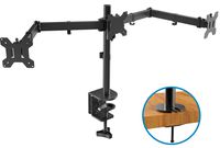 HUANUO Triple Monitor Stand | Adjustable 3 Arm Monitor Desk Mount Fits 19 20 21 22 23 24 Inch Flat/Curved Screens with Clamp, Grommet Mounting Base | VESA Compatible Tri Monitor Holder