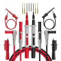 Goupchn 12PCS Multimeter Test Leads Kit with Alligator Clips Banana Plug to Copper Test Hook Replaceable Needles Electronic Test Probe Cable Set