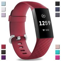 Hamile Bands Compatible for Fitbit Charge 3, Soft Silicone Watch Strap Replacement Band Wristband for Fitbit Charge 3 & Charge 3 SE, Women Men, Small, Wine Red