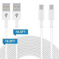 2Pack Power Extension Cord Cable 16.5ft for WyzeCam,Wyze Cam Pan,Yi Camera,Nest Cam Indoor,Kasa Cam Indoor,Furbo Dog,Blink,Amazon Cloud Cam, Durable USB to Micro USB Charging Cord for Security Camera