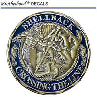 United States Navy Shellback Crossing The Line Seabees Can Do Insignia Military Marines Army Air Force Reproduction Metal Round Metal Tin Aluminum Sign Garage Home (Pack of Two 2.75" Decals)