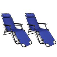 Tidyard Sunlounger 2 pcs with Footrest Foldable Adjustable Blue Headrest Soft Foldable Convenient Durable Outdoor Light with a Foam-Padded Headrest