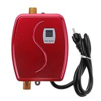 Electric Tankless Water Heater,3800W Mini Instant Thermostatic Hot Water Heater Fast 3 Seconds Shower Hot Water System,L13.5 x W6 x H16.5cm,Red,US