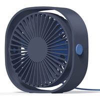 LoiStu USB Desk Fan, 4 Inch Portable Ultra-Quiet Mini Fan, 360° Up and Down, Three-Speed Wind, Suitable for Office, Family (Blue)