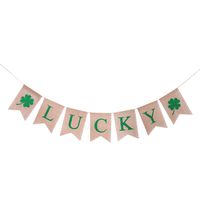 St. Patrick's Day Decorations Irish LUCKY Four Leaf Clover Shamrock Burlap Banner Flags (St. Patrick's)