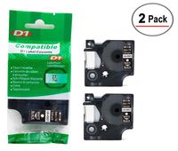 2/Pack LM Tapes - Premium LM43621 1/4" White on Black Compatible Label Maker Tape, Replaces Dymo 43621 D1 Label Tape 6mm