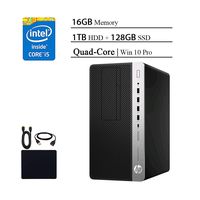 HP ProDesk 600 G3 2019 Flagship Micro Desktop Business Tower PC, Intel Core i5-7500T Quad-Core 2.7 GHz (Up to 3.3 GHz), 16GB RAM, 1TB HDD, 128GB SSD, USB-C, Windows 10 Pro w/HESVAP Accessories