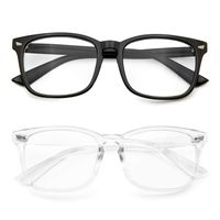 Blue Light Blocking Glasses 2 Pack Anti Eye Strain Minimize Headache UV Blocking Computer Reading Gaming Eyeglasses, Men/Women (Black&Transparent)
