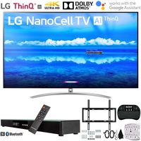 LG 65SM9500PUA 65" 4K HDR Smart LED NanoCell TV w/AI ThinQ (2019) w/Soundbar Bundle Includes, Deco Gear Home Theater Surround Sound 31" Soundbar, Flat Wall Mount Kit for 45-90 inch TVs and More