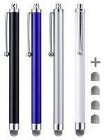 CCIVV Stylus, 4 Pcs 5.0 Inches Hybrid Mesh Fiber Tip Stylus Pens for Touch Screen, Compatible with iPad, iPhone, Kindle Fire + 4 Extra Replaceable Hybrid Fiber Tips (White, Black, Silver, Blue)
