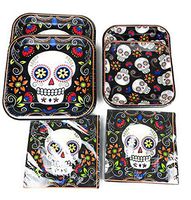 Sugar Skull Paper Plate and Napkin Bundle- 16 Dinner Plates, 20 Dessert Plates 36 napkins
