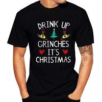 HebeTop Short Sleeve Christmas Shirts for Men Merry and Bright Shirt Letter Print Christmas Graphic Tee Shirts Tops Black