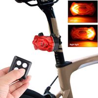  AIUSD Clearance , Bicycle Bike Rear LED Tail Light Wireless USB Remote Control Turn Signals Light