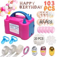 Balloon Pump, Electric Balloon Blower 110V 600W Portable Dual Nozzles Electric Balloon Air Pump Electric Balloon Inflator with 50 PCS Balloons, Tying Tools, 20 Flower Clips, Tape Strip, Colored Ribbon and Dot Glues for Party Decoration
