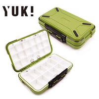 YUKI Fishing Lure Boxes, Bait Storage Case Fishing Tackle Storage Trays Accessory Boxes Thicker Plastic Hooks Organizer Containers for Vest Casting Fishing Fly Fishing - Waterproof Seal (Green, L)