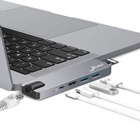 USB C Hub, 7 in 1 USB C Adapter with 4K HDMI，Thunderbolt 3 Type C Dongle，Gigabit Ethernet，100W Power Delivery, SD Card Reader, 2 USB 3.0 Ports Compatible MacBook Pro 2019/2018/2017/2016 Model