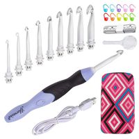Lighted Crochet Hooks Set- Rechargeable Crochet Hook with Latest Case, 9 in 1 Interchangeable Heads Light Crochet Hooks with Accessories
