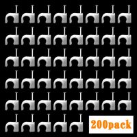 200 Piece Nail-in Cable Clips - Viaky 3/8" (10 mm) Circle Wire Fastener with Steel Nails - Cable Staples Wire Holder Cable Clip Management for RG6, RG59, CAT5, CAT6, RJ45 Ethernet Dish TV Speaker Cord