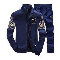 Clearance! Sunfei Men's Autumn Winter Thicken Sweatshirt Top Pants Sets Sports Suit Tracksuit (Dark Blue, Large)