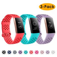 NANW Bands Compatible with Fitbit Charge 3, 3-Pack Silicone Sports Band Breathable Replacement Wristbands Strap Bracelet Bands for Women Men Woven Small Large