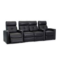 Cloud XS850 - Octane Seating - Home Theater Chairs - Black Top Grain Leather - Manual Recline - Row 4 Seats with Center Loveseat - Space Saving Design