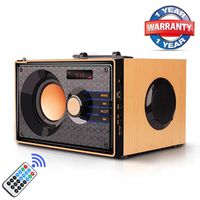 Portable Bluetooth Speakers with FM Radio Subwoofer Remote Control AUX USB, Clear Audio Rich Bass Wireless Home Retro Speakers Stereo Sound Outdoor Party Speaker for Phone PC Tablet TV(Yellow)