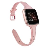 TOYOUTHS Leather Strap Compatible with Fitbit Versa/Versa 2 Bands for Women Men Slim Genuine Leather Wristbands Replacement for Versa Lite Edition/Versa SE Accessorie Blush Pink+Rose Gold Buckle