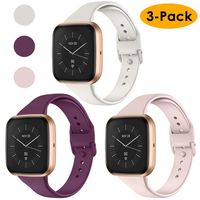 CAVN 3 Pcs Sport Bands Compatible with Fitbit Versa 2 / Versa/Versa Lite, Bands for Women Men Silicone Narrow Watch Strap Replacement Waterproof Breathable Wristband Accessories