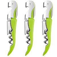 HYZ Waiter Corkscrew with Foil Cutter 3Pack, Double Hinged Wine Bottle Opener Set, High-End Wine Key for Bartender Server Waiter, Stainless Steel Heavy Duty Waiter's Corkscrew - Green