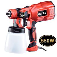 Delxo 800ml Paint Sprayer 550W High Power HVLP Paint Sprayer Patent Spray Width Control Knob,Even Spray,No Leaking Perfect for Beginner Painting Fences,Walls,Floor and Furnitures 3 Copper Nozzle