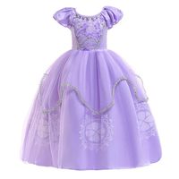 jin＆Co Princess Dresses for Girls Flying Sleeve O-Neck Halloween Costume Birthday Party Dress Evening Dress Purple