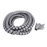 uxcell 20mm Flexible Cable Organizer Spiral Tube Cable Wire Wrap Computer Manage Cord Gray 5M with Clip