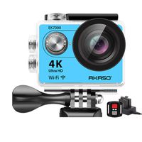 AKASO 4K Wi-Fi Sports Action Camera Ultra HD Waterproof DV Camcorder 12MP 170 Degree Wide Angle LCD Screen/Remote, Royal Blue (EK7000BL)