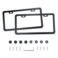 LivTee Black Aluminum License Frames, 2 PCS Car Licence Plate Covers Slim Design with Black Bolts Washer Caps for US Vehicles