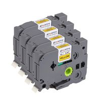 Molshine Compatible Standard Adhesive Laminated Label Tape,Replacement for Brother P-Touch TZe631 TZe-631 TZ631 TZ-631,Black on Yellow,12mm x 8m(1/2 inch x 26.2 feet),4 Pack