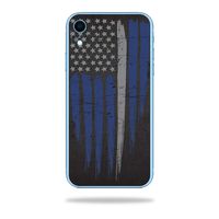 MightySkins Skin Compatible with Apple iPhone XR - Thin White Line | Protective, Durable, and Unique Vinyl Decal wrap Cover | Easy to Apply, Remove, and Change Styles | Made in The USA