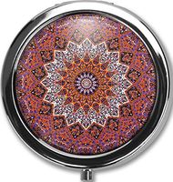 Mandala Design New Silver Round Pill Box Decorative Metal Medicine Vitamin Organizer Unique Gift
