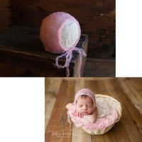 Newborn Mohair Bonnet, Photography Prop (Pink)