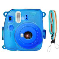 SAIKA Crystal Case for Fujifilm INSTAX Mini 9 Instant Camera (Tile Blue) with Adjustable Shoulder Strap