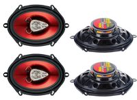 4) New BOSS CH5730 5x7" 600W 3-Way Car Coaxial Audio Stereo Speakers Red 2 PAIRS