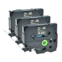 GREENCYCLE 3 PK Compatible for Brother P Touch Labeler TZ345 TZE345 White on Black Tape PT18R PT300 Printer